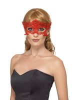 Embroidered Lace Filigree Heart Eyemask, Red45632