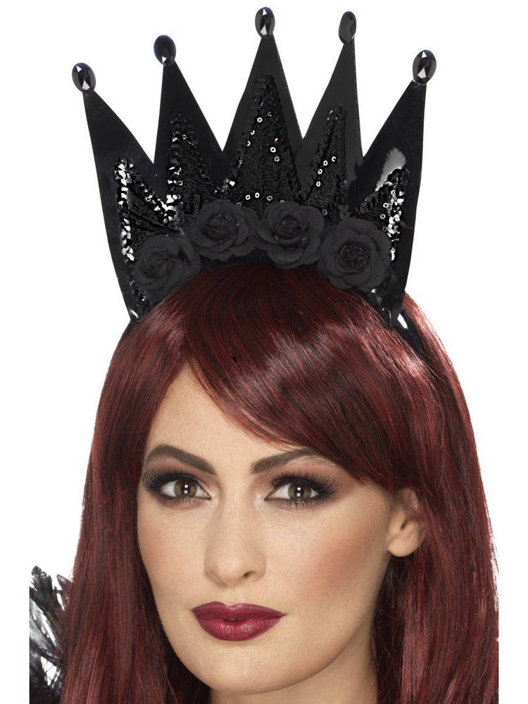 Smiffys Evil Queen Crown, Black, on Headband - 46822