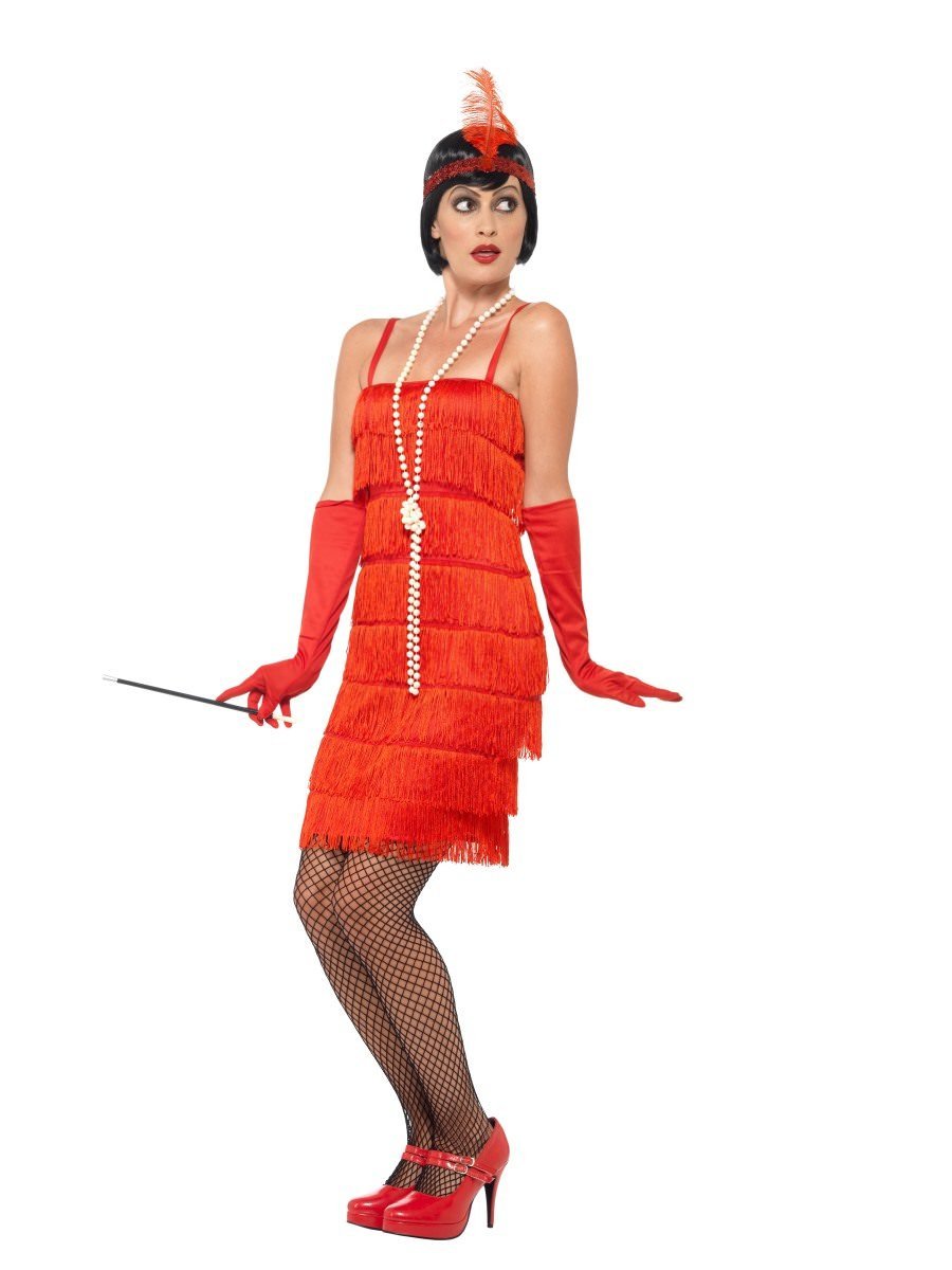Flapper Costume, Red, with Short Dress45499
