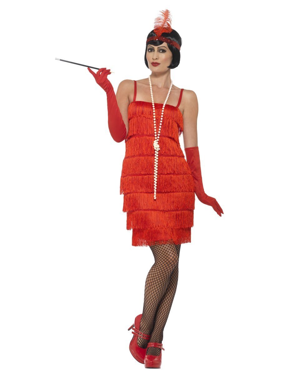 Flapper Costume, Red, with Short Dress45499