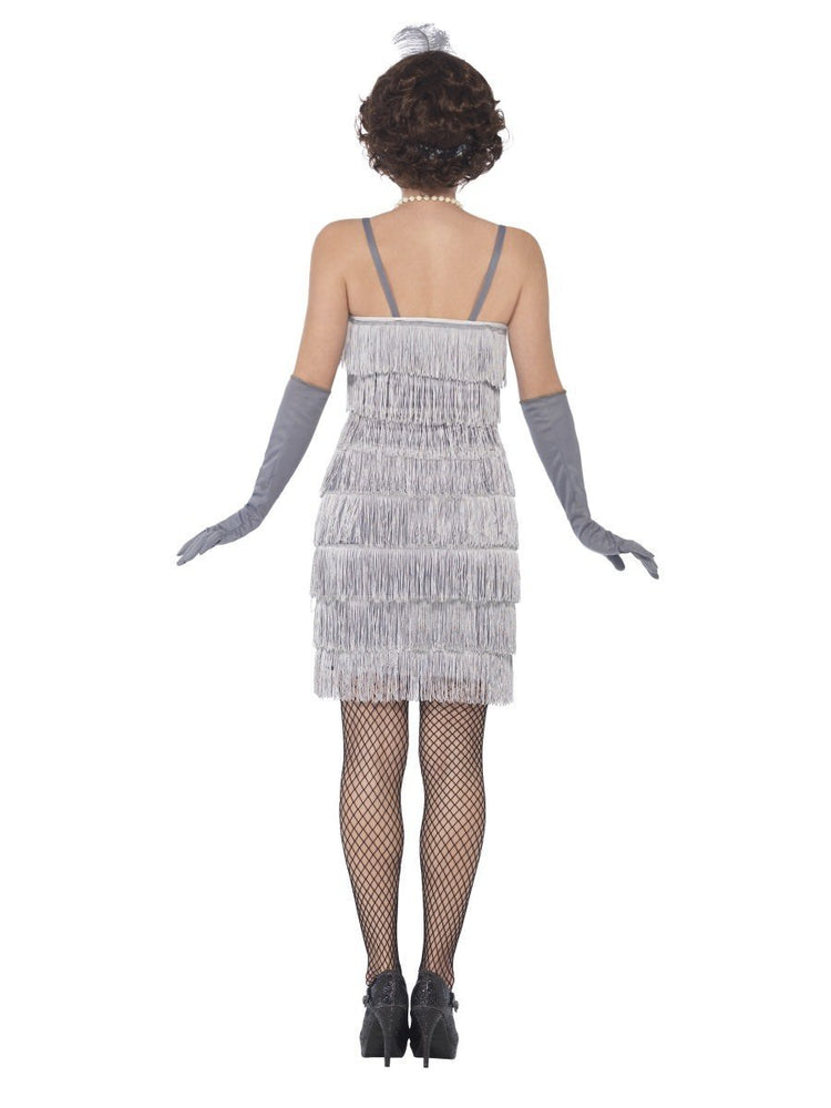 Flapper Costume, Silver, with Short Dress44671