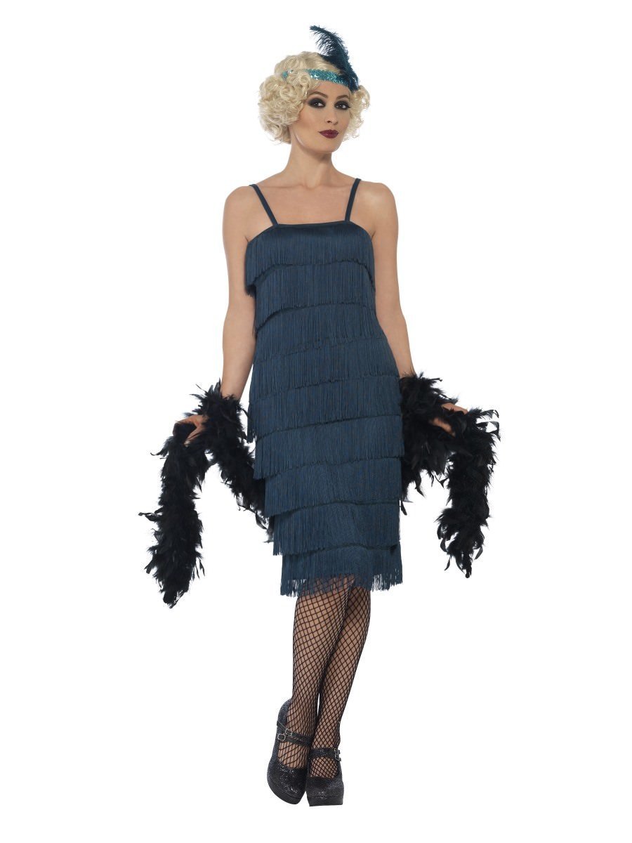 Flapper Costume, Teal Green, with Long Dress44674