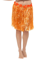 Hawaiian Hula Skirt with Flowers, Neon Orange45552