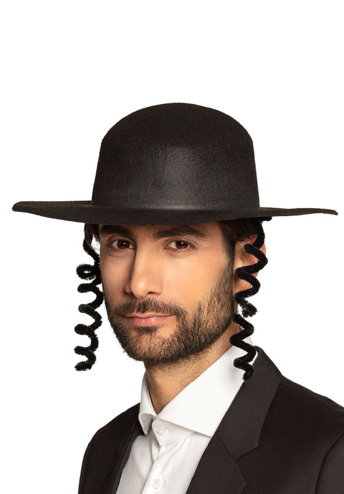 Rabbi Hat with Attached Curls