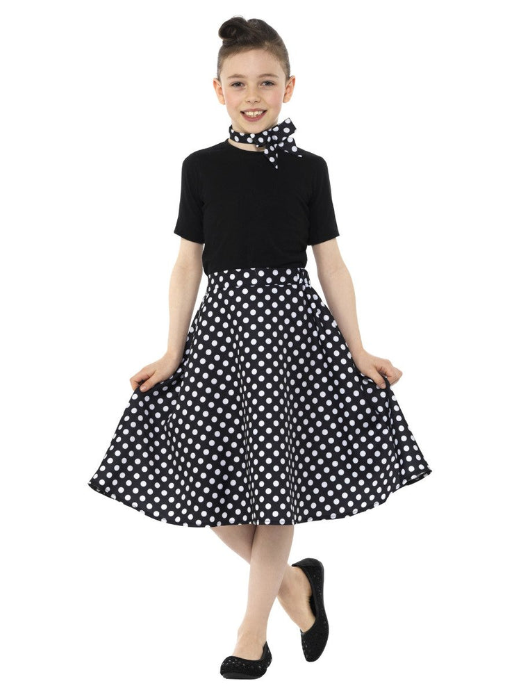 Smiffys Kids Black 50s Polka Dot Skirt - 47689