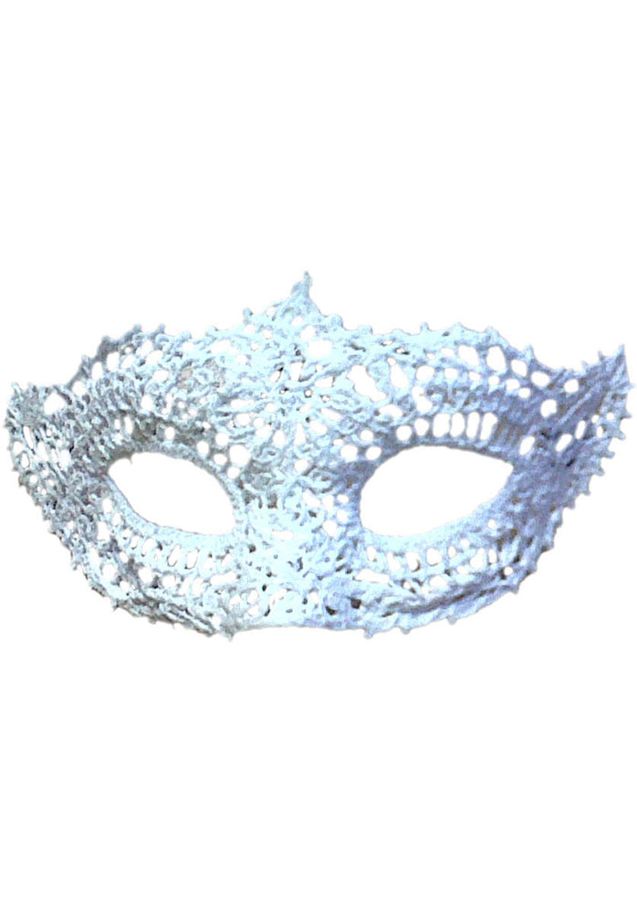 Venetian Mask, White Lace Cut Out Mask - Columbina Punta Burano Mask