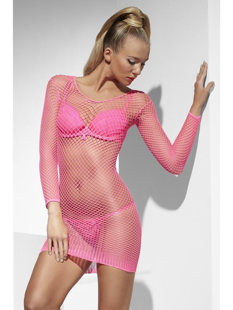 Lattice Net Dress, Neon Pink20791