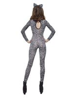 Leopard Print Bodysuit, Grey
