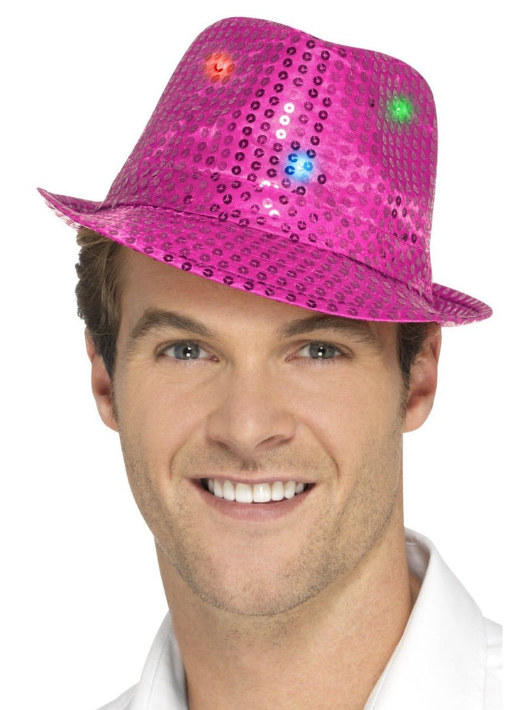 Light Up Sequin Trilby Hat, Pink47070