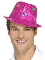 Smiffys Light Up Sequin Trilby Hat, Pink - 47070