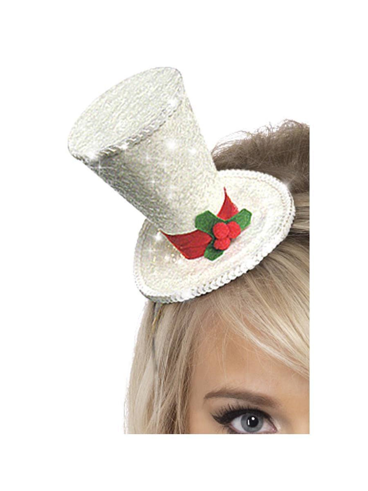 Mini Christmas Top Hat White