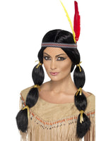 Smiffys Native American Inspired Wig, with Pigtails - 42449
