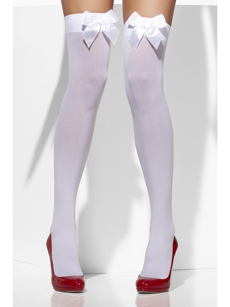 Opaque Hold Ups with White Bow