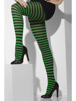 Opaque Tights, Green and Black Striped