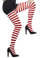 Opaque Tights - Striped, Red & White