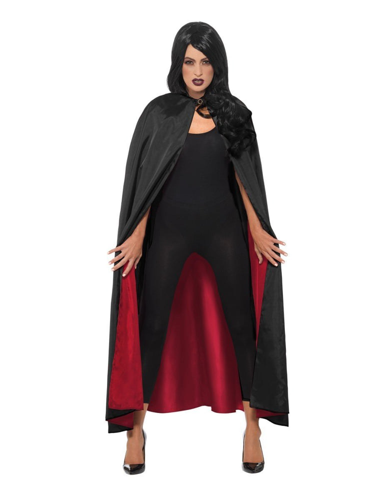 Deluxe Reversible Witches Cape Red & Black
