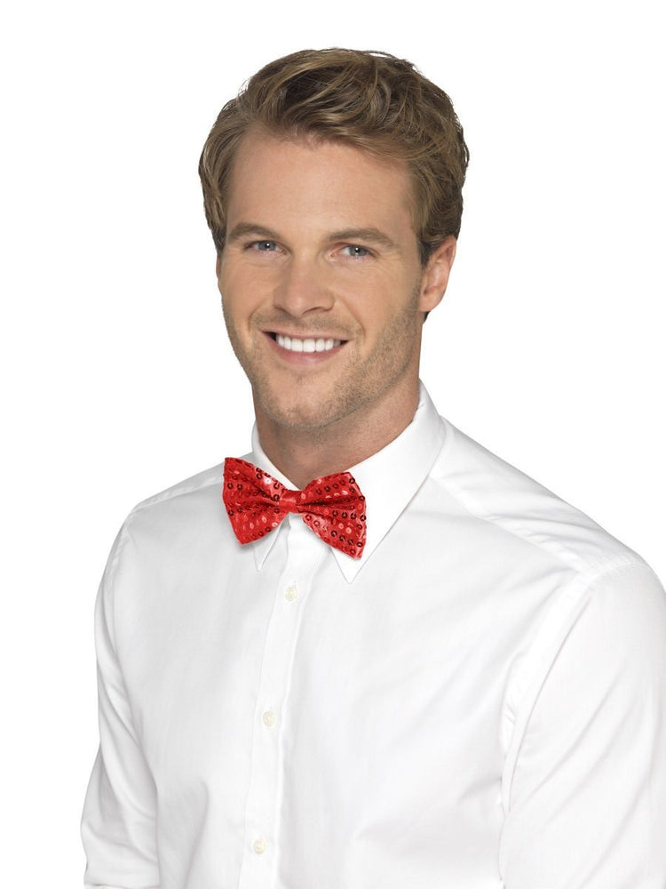 Sequin Bow Tie, Red
