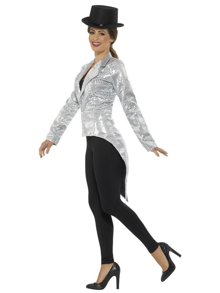 Sequin Tailcoat Jacket, Silver