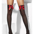 Striped Sheer Hold Ups, Black With Red Bow