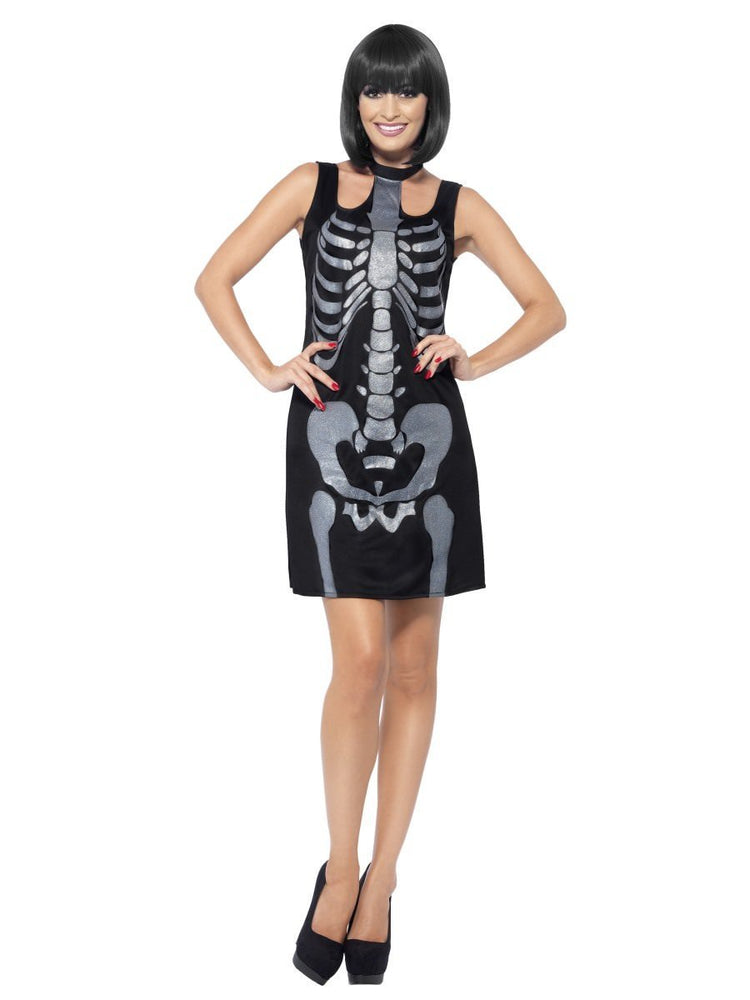 Smiffys Skeleton Costume, with Shift Dress - 43649