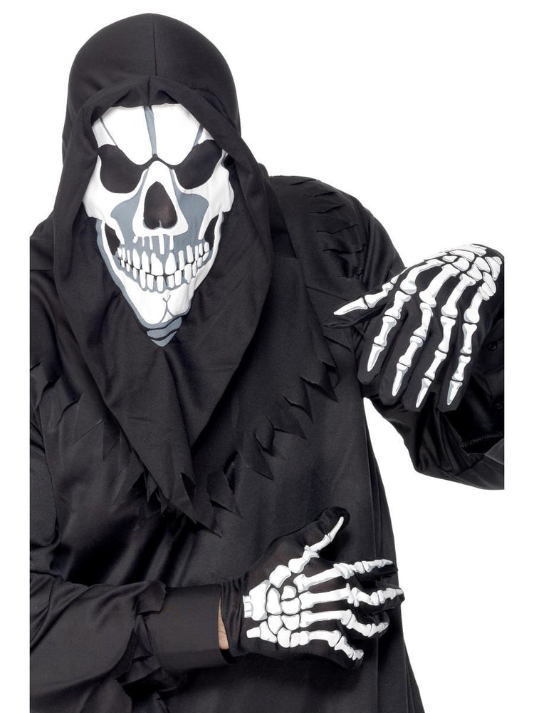Skull Hood Mask And Gloves, White