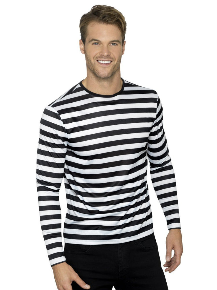 Smiffys Stripy T-Shirt, Black - 46831