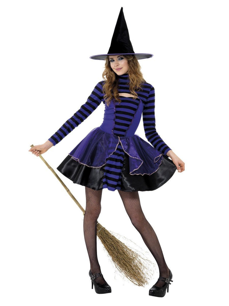Smiffys Teen Stripe Dark Fairy Costume, Purple & Black - 21413