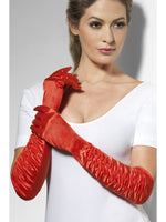 Red Gloves Long Ruched