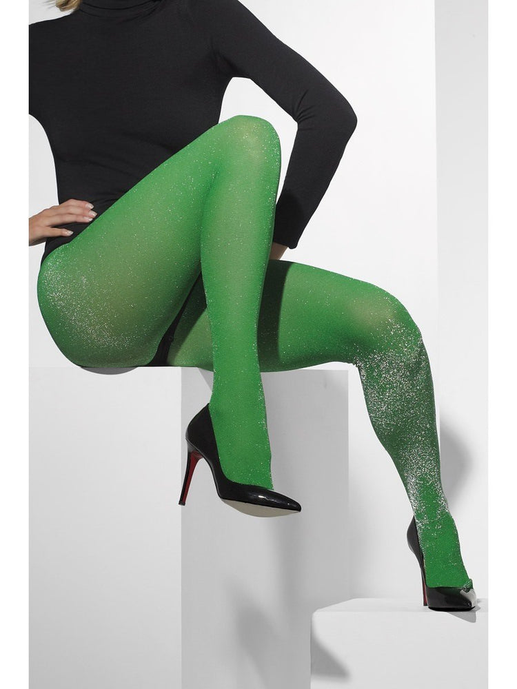 Tights Green and Silver Sparkle