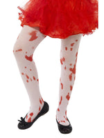 White Tights with Blood Stain Print, Age 6-12