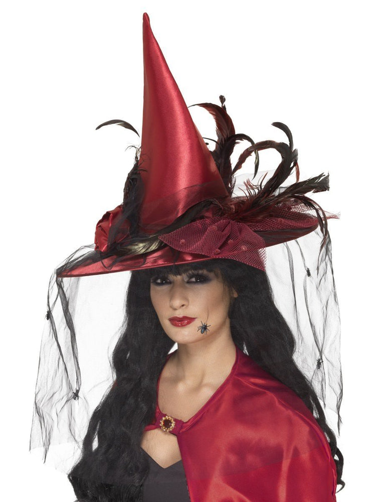 Smiffys Witch Hat, Deep Red - 36720