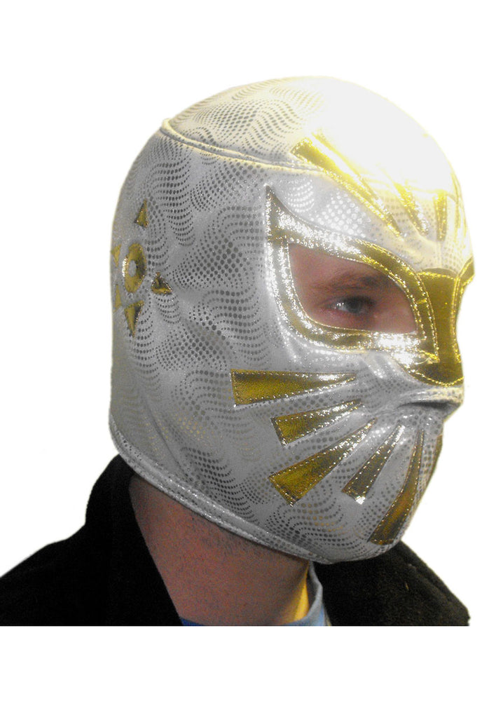 Mexican Wrestler Mask - White and Gold