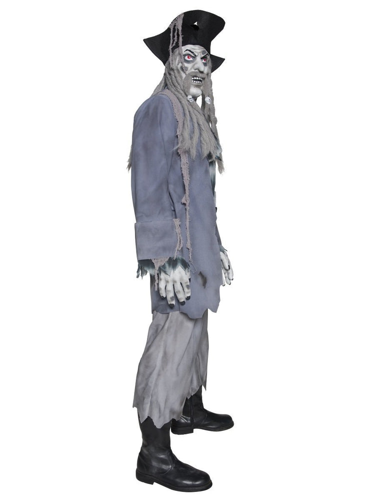 Deluxe Zombie Ghost Pirate Costume, Top, Trousers - M